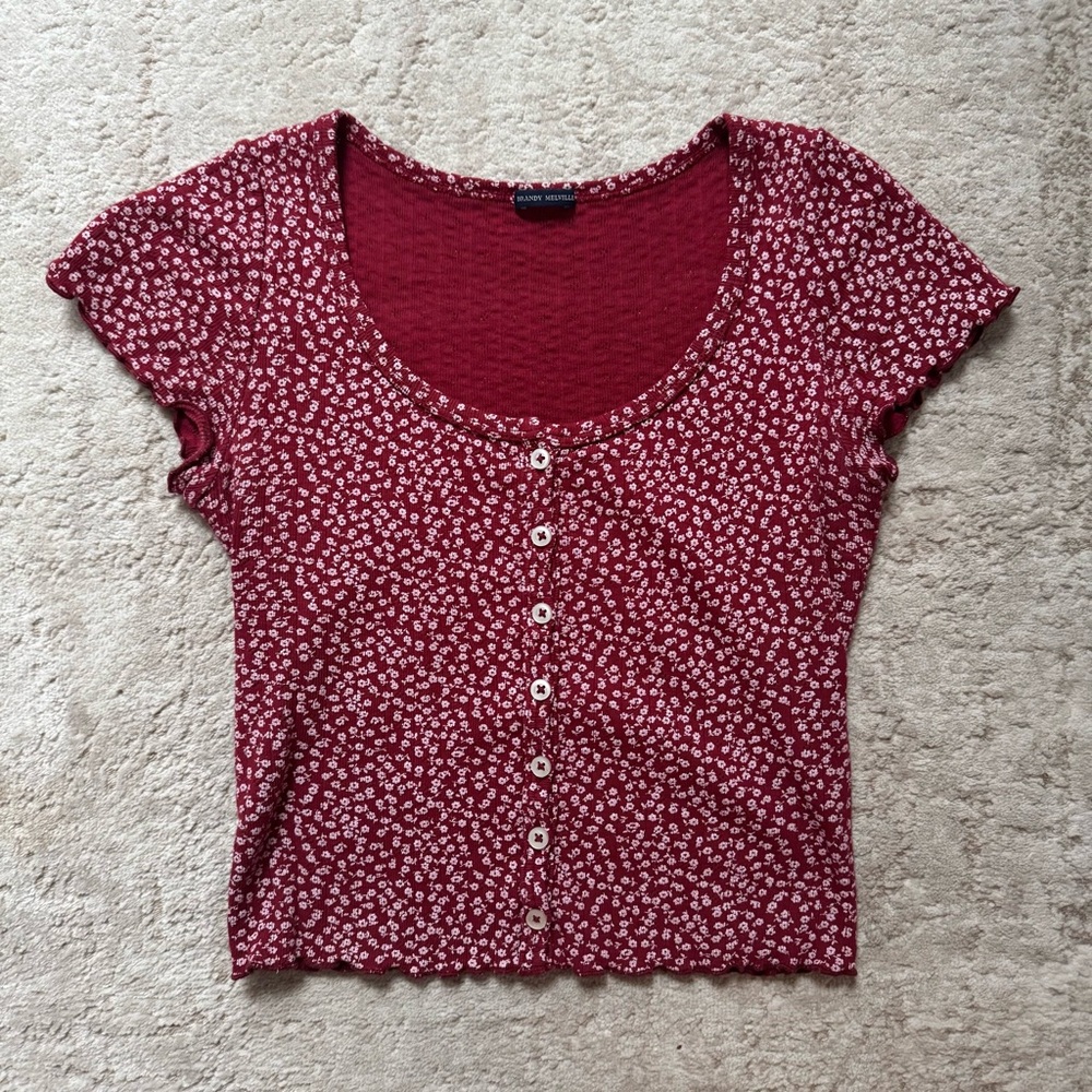 Brandy Melville Floral Button-Up Tee